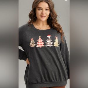 BloomChic Christmas Trees Round Neck raglan sleeve Sweatshirt Sz 22-24 3x New